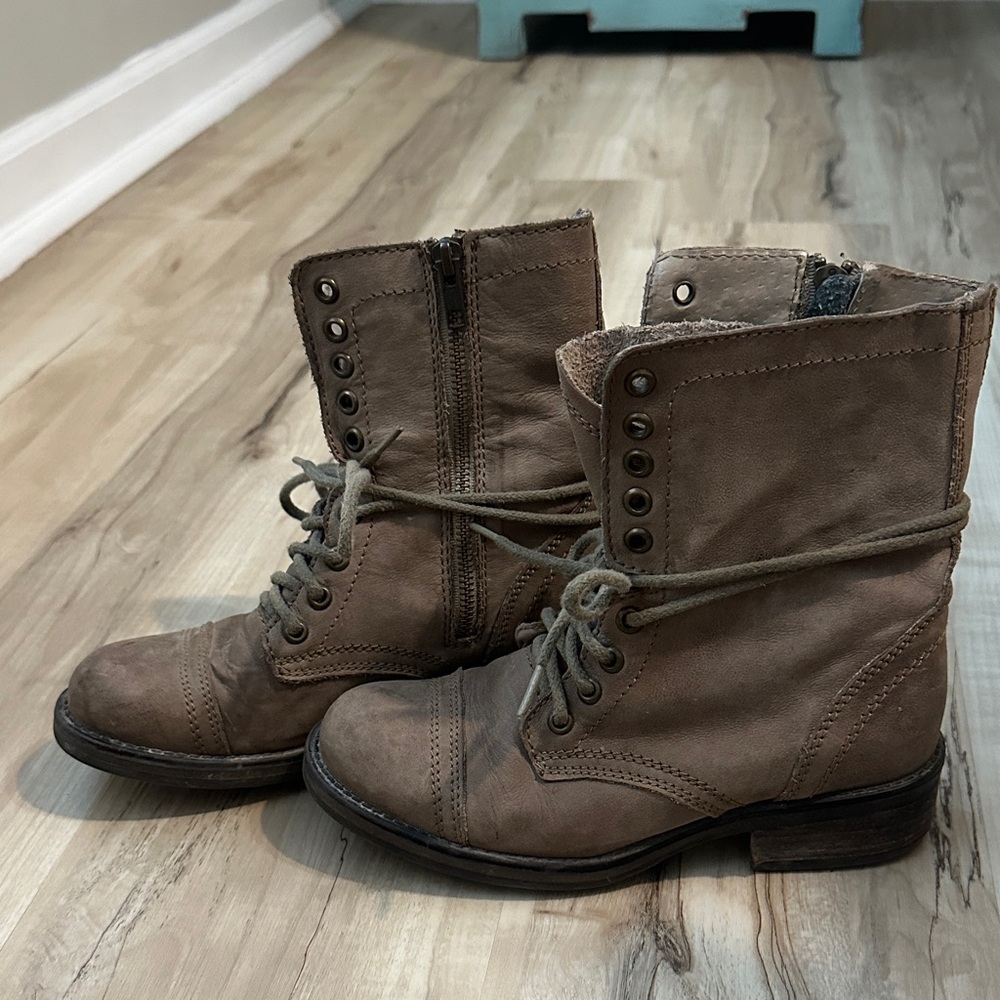 Brown Lace-Up Combat Boots